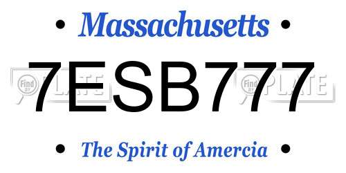 7ESB777 Massachusetts License Plate