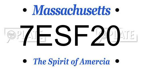 7ESF20 Massachusetts License Plate