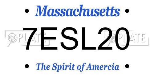 7ESL20 Massachusetts License Plate
