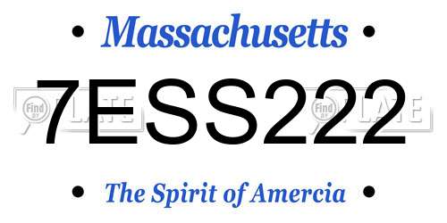 7ESS222 Massachusetts License Plate