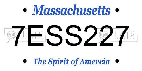 7ESS227 Massachusetts License Plate