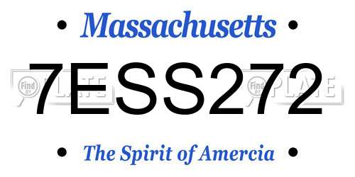 7ESS272 Massachusetts License Plate