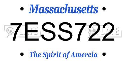 7ESS722 Massachusetts License Plate