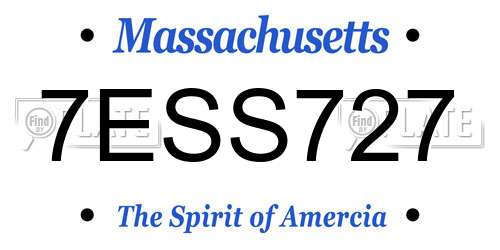 7ESS727 Massachusetts License Plate