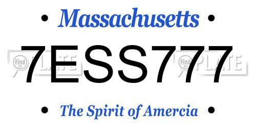 7ESS777 Massachusetts License Plate