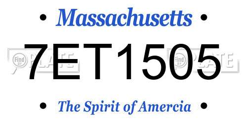 7ET1505 Massachusetts License Plate