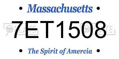 7ET1508 Massachusetts License Plate