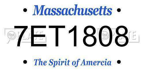 7ET1808 Massachusetts License Plate