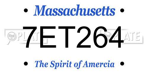 7ET264 Massachusetts License Plate