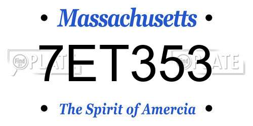 7ET353 Massachusetts License Plate
