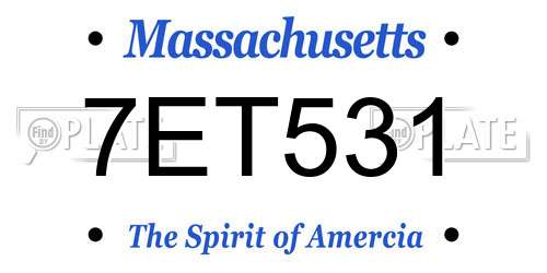 7ET531 Massachusetts License Plate
