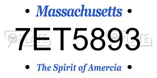 7ET5893 Massachusetts License Plate