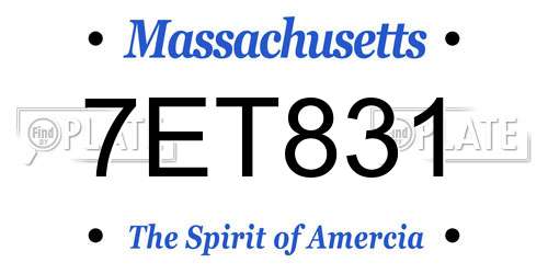 7ET831 Massachusetts License Plate