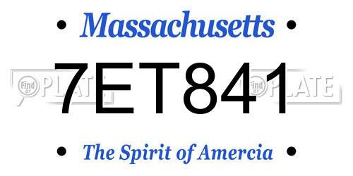 7ET841 Massachusetts License Plate