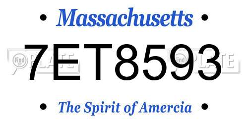 7ET8593 Massachusetts License Plate
