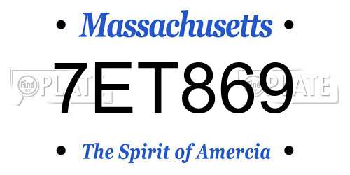 7ET869 Massachusetts License Plate