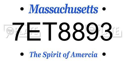 7ET8893 Massachusetts License Plate