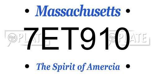 7ET910 Massachusetts License Plate