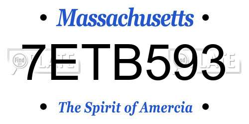 7ETB593 Massachusetts License Plate