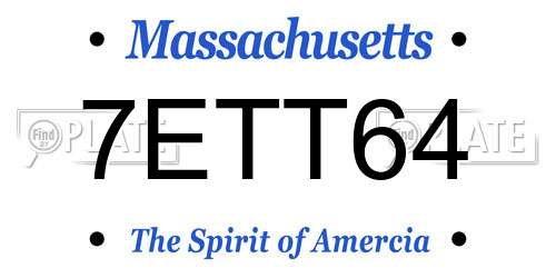 7ETT64 Massachusetts License Plate