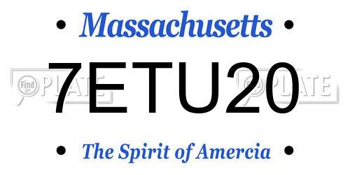 7ETU20 Massachusetts License Plate