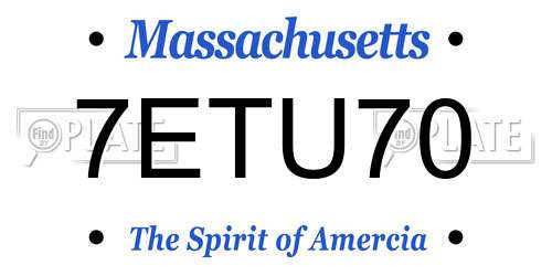 7ETU70 Massachusetts License Plate