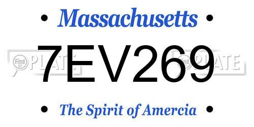 7EV269 Massachusetts License Plate