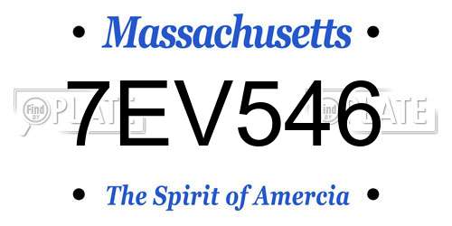7EV546 Massachusetts License Plate