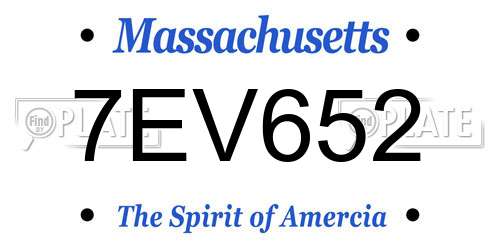 7EV652 Massachusetts License Plate