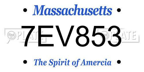 7EV853 Massachusetts License Plate
