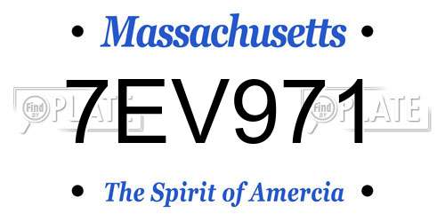 7EV971 Massachusetts License Plate