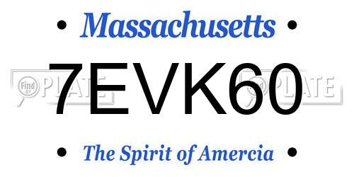 7EVK60 Massachusetts License Plate