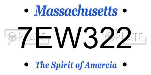 7EW322 Massachusetts License Plate