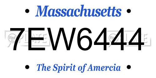 7EW6444 Massachusetts License Plate