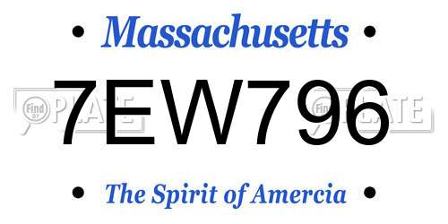 7EW796 Massachusetts License Plate