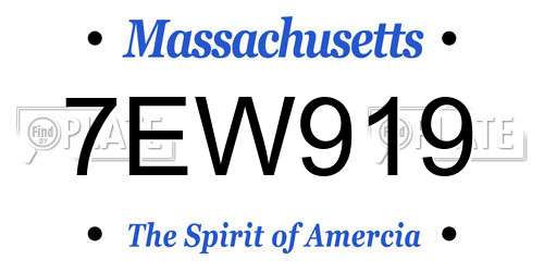 7EW919 Massachusetts License Plate