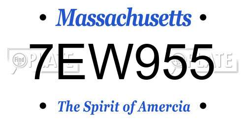 7EW955 Massachusetts License Plate