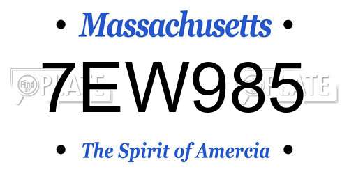 7EW985 Massachusetts License Plate