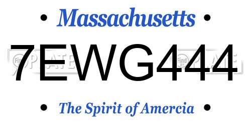 7EWG444 Massachusetts License Plate