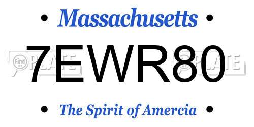 7EWR80 Massachusetts License Plate