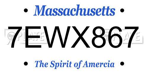 7EWX867 Massachusetts License Plate