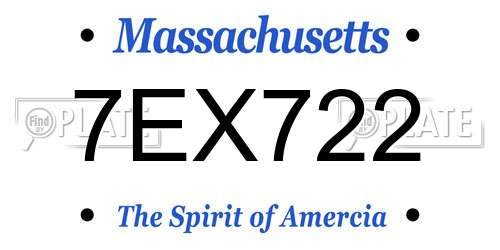 7EX722 Massachusetts License Plate