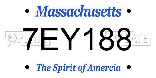 7EY188 Massachusetts License Plate