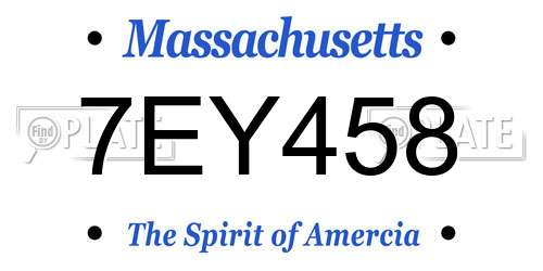 7EY458 Massachusetts License Plate