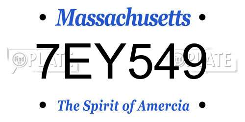 7EY549 Massachusetts License Plate