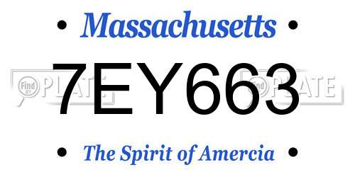 7EY663 Massachusetts License Plate