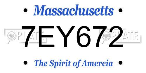 7EY672 Massachusetts License Plate