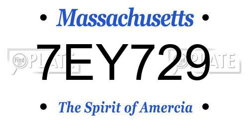 7EY729 Massachusetts License Plate