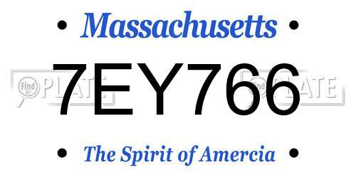 7EY766 Massachusetts License Plate