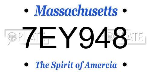 7EY948 Massachusetts License Plate
